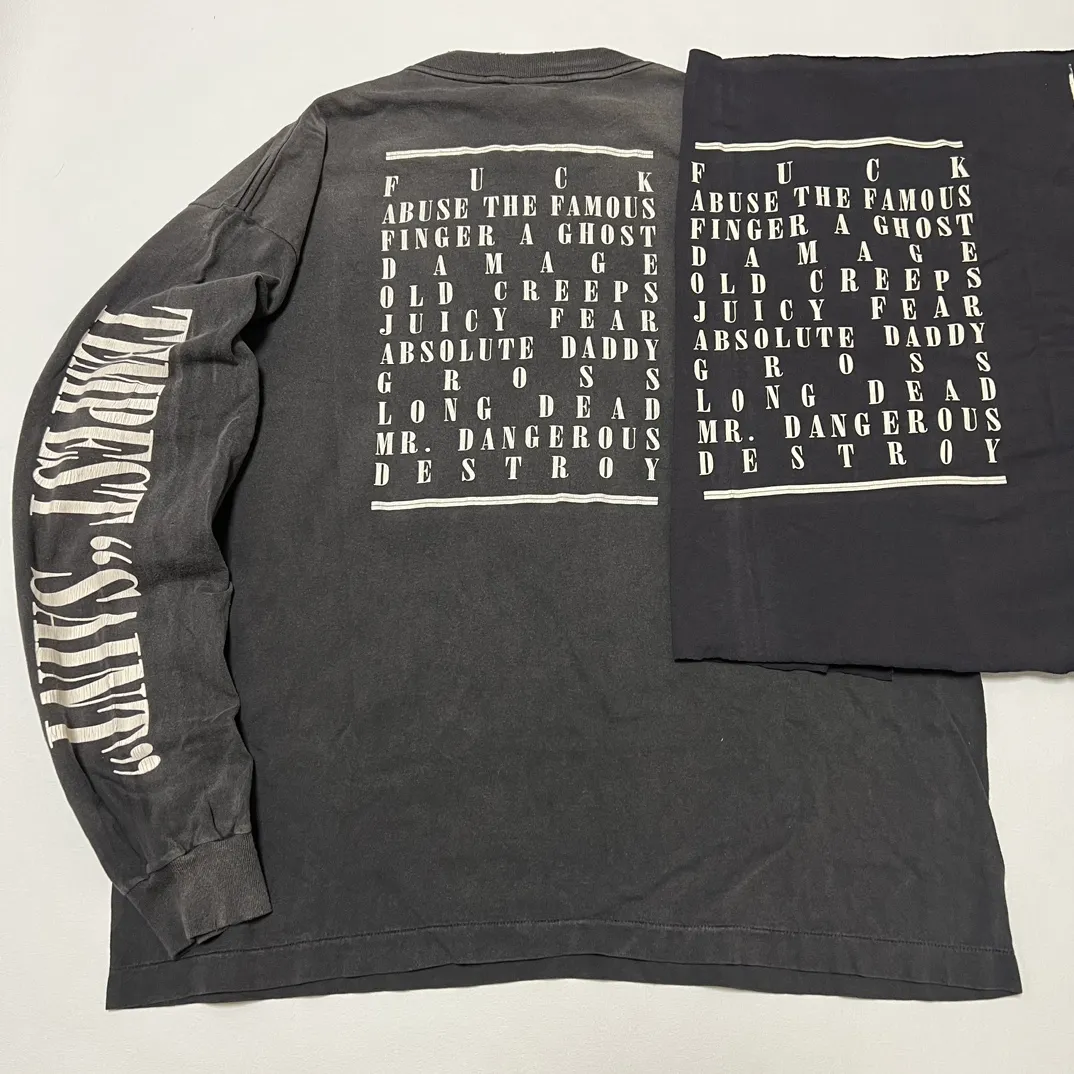 Top printing technology Purchasing agent level SAINT Mxxxxxx LS TEE/TEMPEST/BLK 'TEMPEST SAINT' Storm Religious Saint Crack Retro Vulcanization Rewashed Water Long Sleeves Washed Black S-XL Assute Dyeing Multi-digit horse fading process Hand polished hanging holes Full of old feel